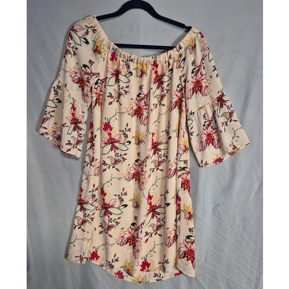 Carolina Belle Montreal Floral Off Shoulder Bell Sleeve Dress